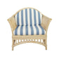 DENIZE HAMPTONS RATTAN ARMCHAIR IN NATURAL WITH A WHITE CUSHION AND AN ADDITIONAL OUTDOORS COVER IN BLUE & WHITE STRIPES - MyChocolateWood