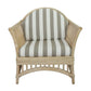 DENIZE HAMPTONS RATTAN ARMCHAIR IN NATURAL WITH A WHITE CUSHION AND AN ADDITIONAL OUTDOORS COVER IN BROWN & WHITE STRIPES - MyChocolateWood