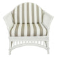 DENIZE HAMPTONS RATTAN ARMCHAIR IN WHITE WITH A NAVY CUSHION AND AN ADDITIONAL OUTDOORS COVER IN BROWN & WHITE STRIPES - MyChocolateWood