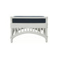 DENIZE HAMPTONS RATTAN OTTOMAN/POUF/FOOTSTOOL WITH CUSHION WHITE/NAVY - MyChocolateWood