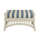 DENIZE HAMPTONS RATTAN OTTOMAN/POUF/FOOTSTOOL IN WHITE WITH A NAVY CUSHION AND AN ADDITIONAL OUTDOORS COVER IN BLUE & WHITE STRIPES - MyChocolateWood