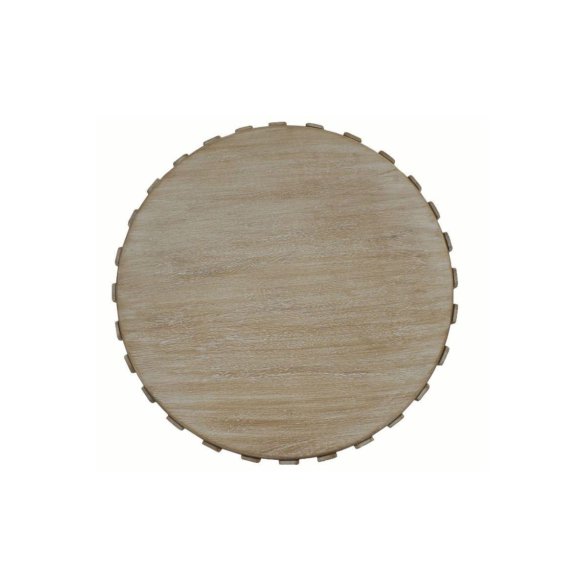 MOWGLI SOLID MANGO WOOD ROUND LAMP/SIDE TABLE IN A DRIFTWOOD WHITEWASH FINISH