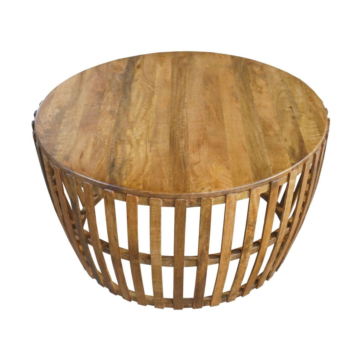 MOWGLI SOLID MANGO WOOD ROUND COFFEE TABLE IN A RUSTIC FINISH