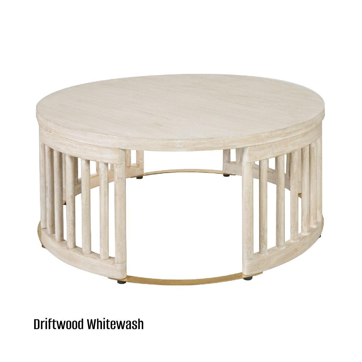 MARLEY ROUND MANGO WOOD COFFEE TABLE WHITE DRIFTWOOD