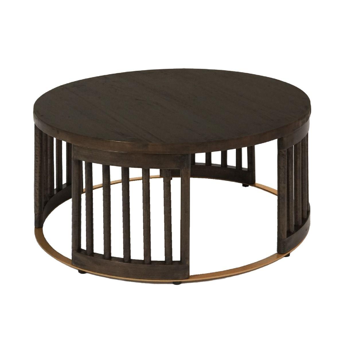 MARLEY ROUND MANGO WOOD COFFEE TABLE WALNUT