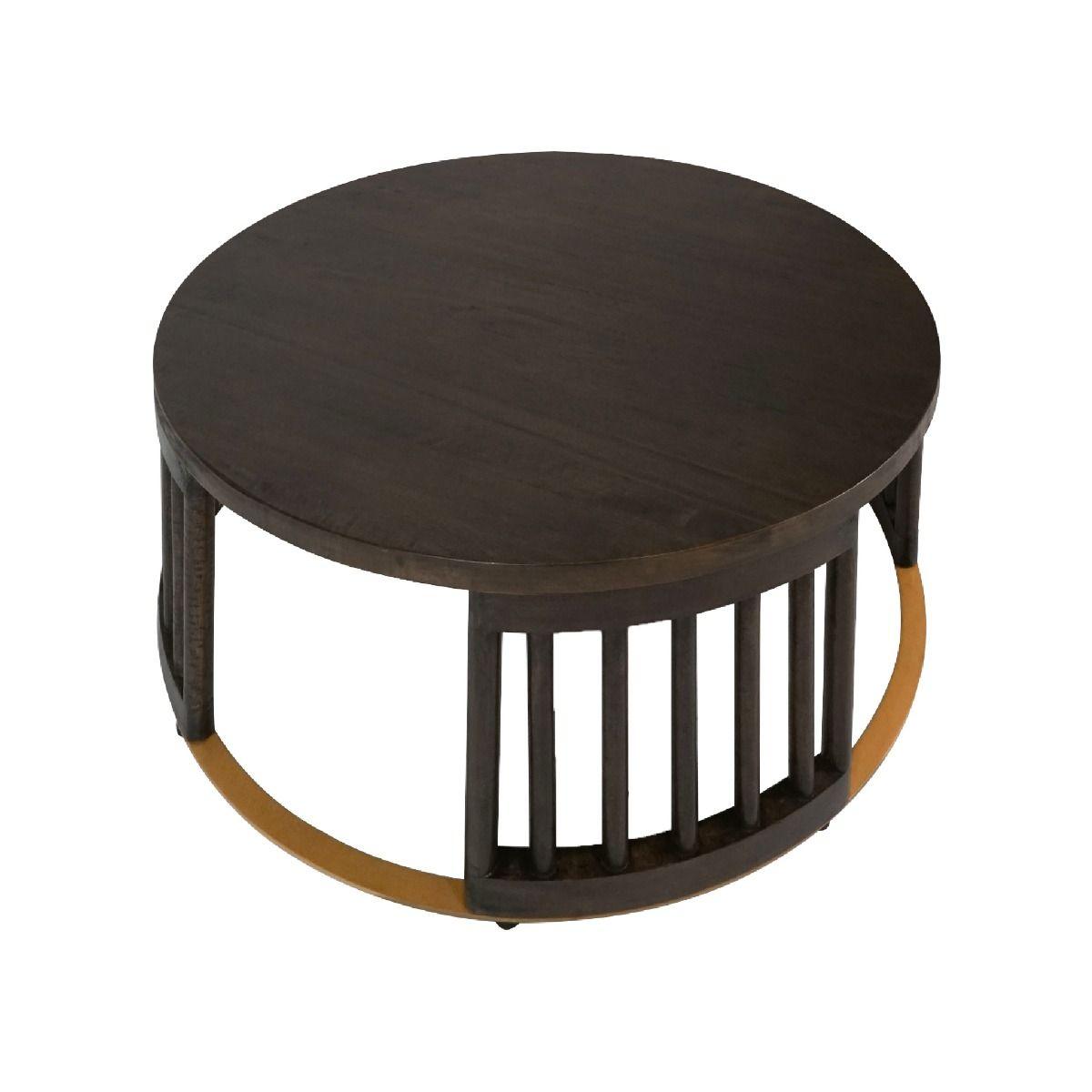 MARLEY ROUND MANGO WOOD COFFEE TABLE WALNUT