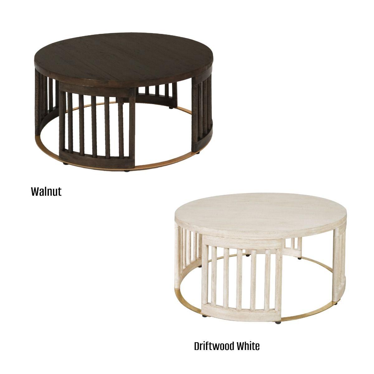 MARLEY ROUND MANGO WOOD COFFEE TABLE WALNUT