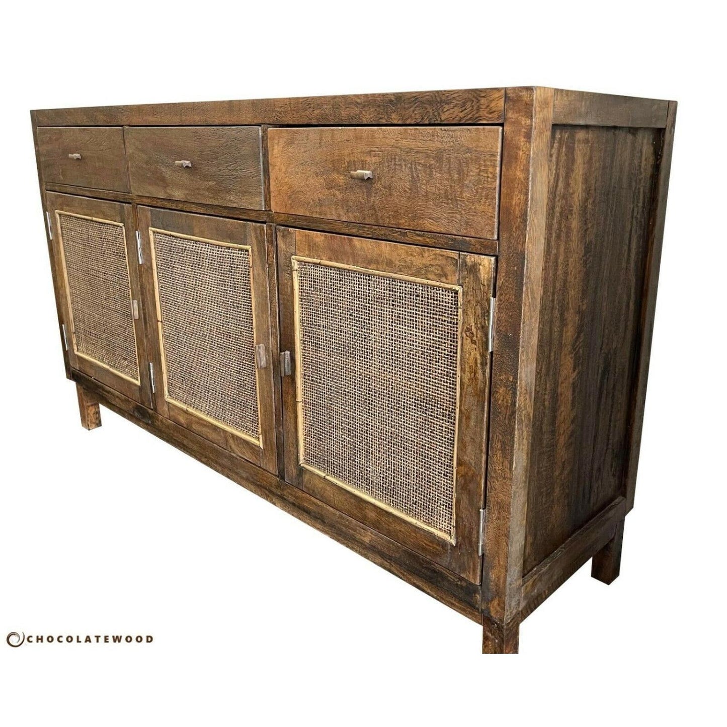 ELDRIDGE SOLID MANGO BUFFET SIDEBOARD 3 DOORS 3 DRAWERS IN HONEY BROWN 140CM