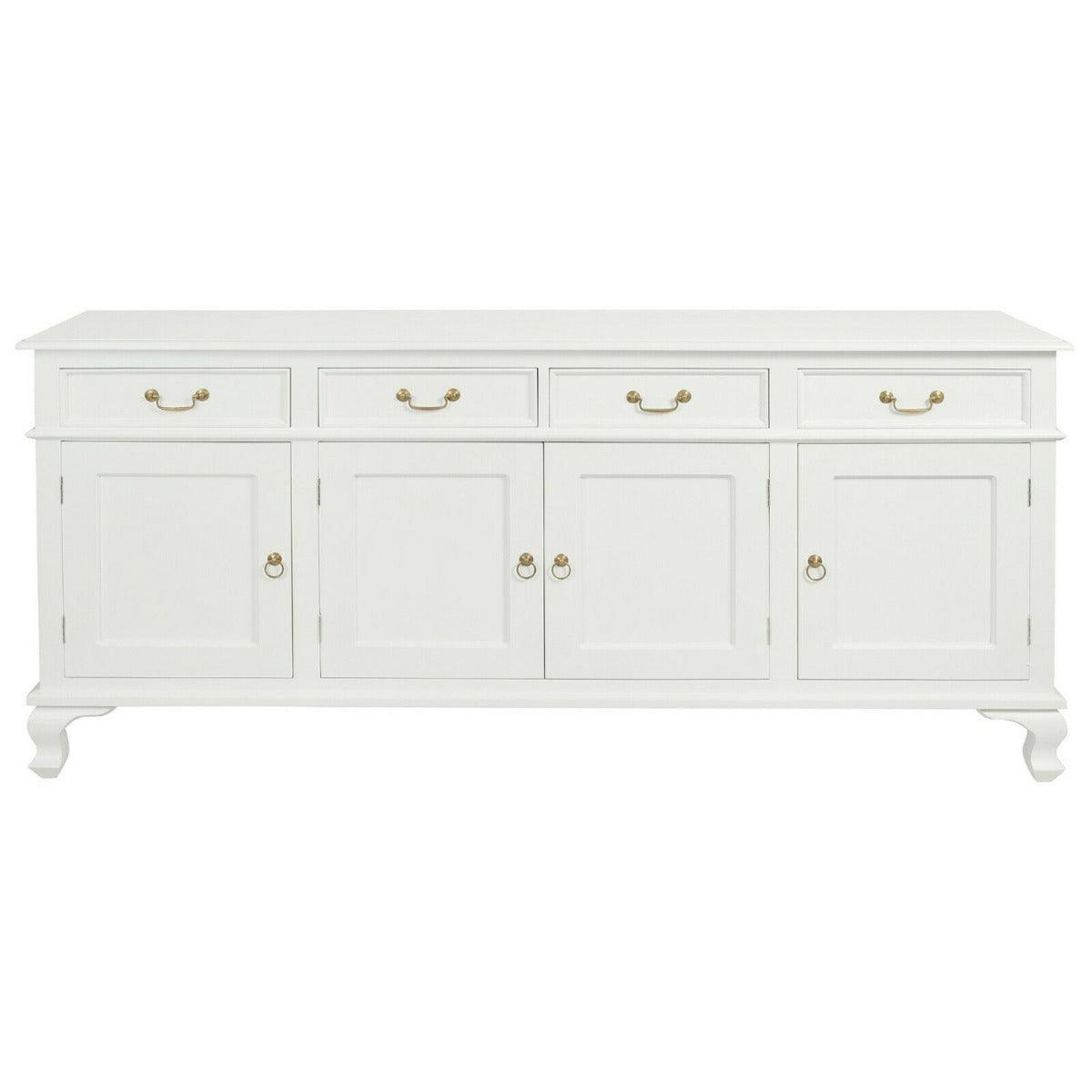 STEWART QUEEN ANN STYLE SOLID MAHOGANY 4 DOORS 4 DRAWERS 200CM BUFFET/SIDEBOARD IN SOLID WHITE