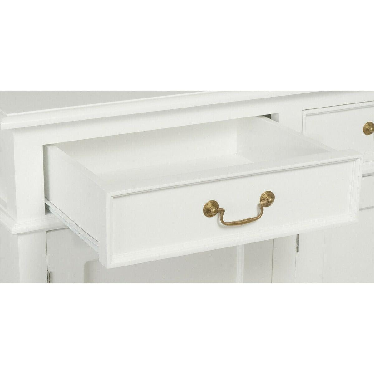 STEWART QUEEN ANN STYLE SOLID MAHOGANY 4 DOORS 4 DRAWERS 200CM BUFFET/SIDEBOARD IN SOLID WHITE