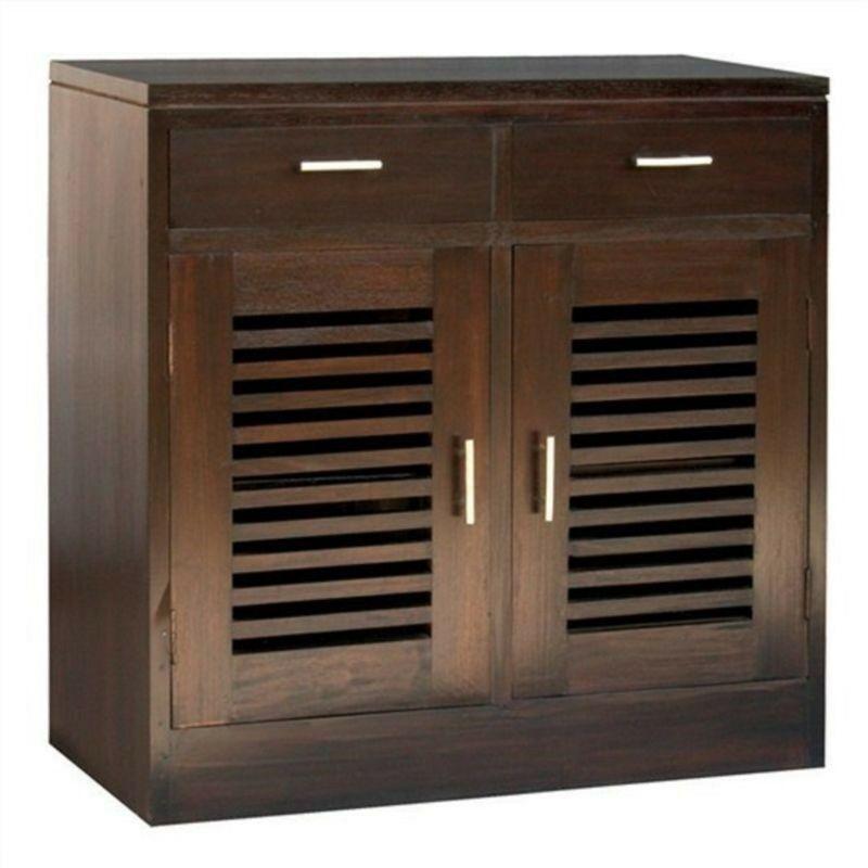 EBONY SOLID MAHOGANY 2 DOORS & 2 DRAWERS BUFFET IN CHOCOLATE