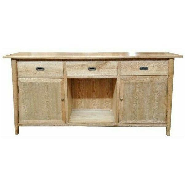 FITAN SOLID OAK SIDEBOARD/BUFFETW/ 20 BOTTLE WINE RACK 3 DRAWER 2-DOOR 180CM