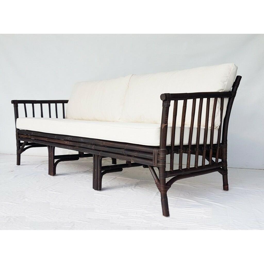 EVA RATTAN RECTANGLE COFFEE TABLE - GLASS TOP - DARK BROWN