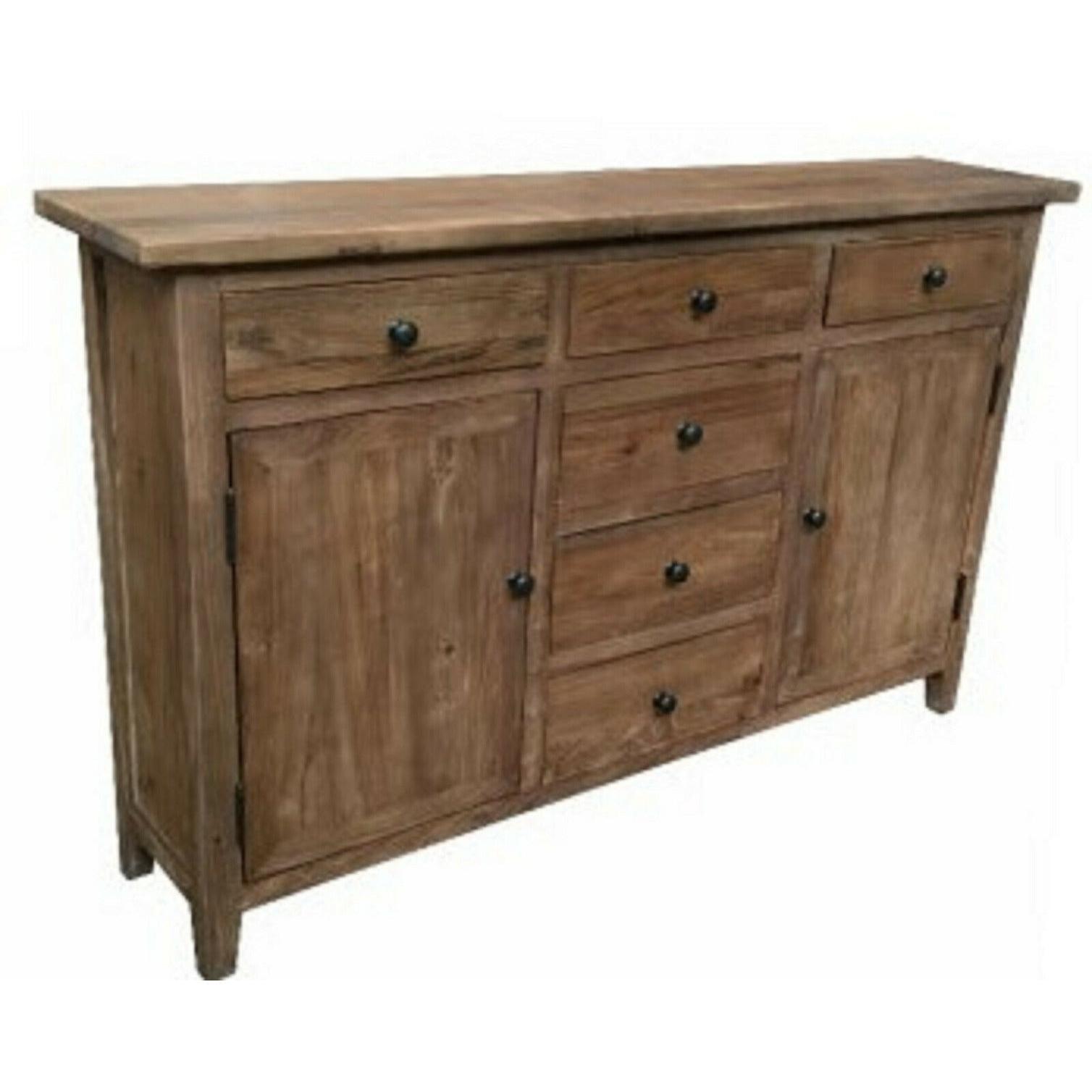 KLOWI RUSTIC CABINET STORAGE CUPBOARD SIDEBOARD BUFFET RECYCLED ELM 130CM - MyChocolateWood