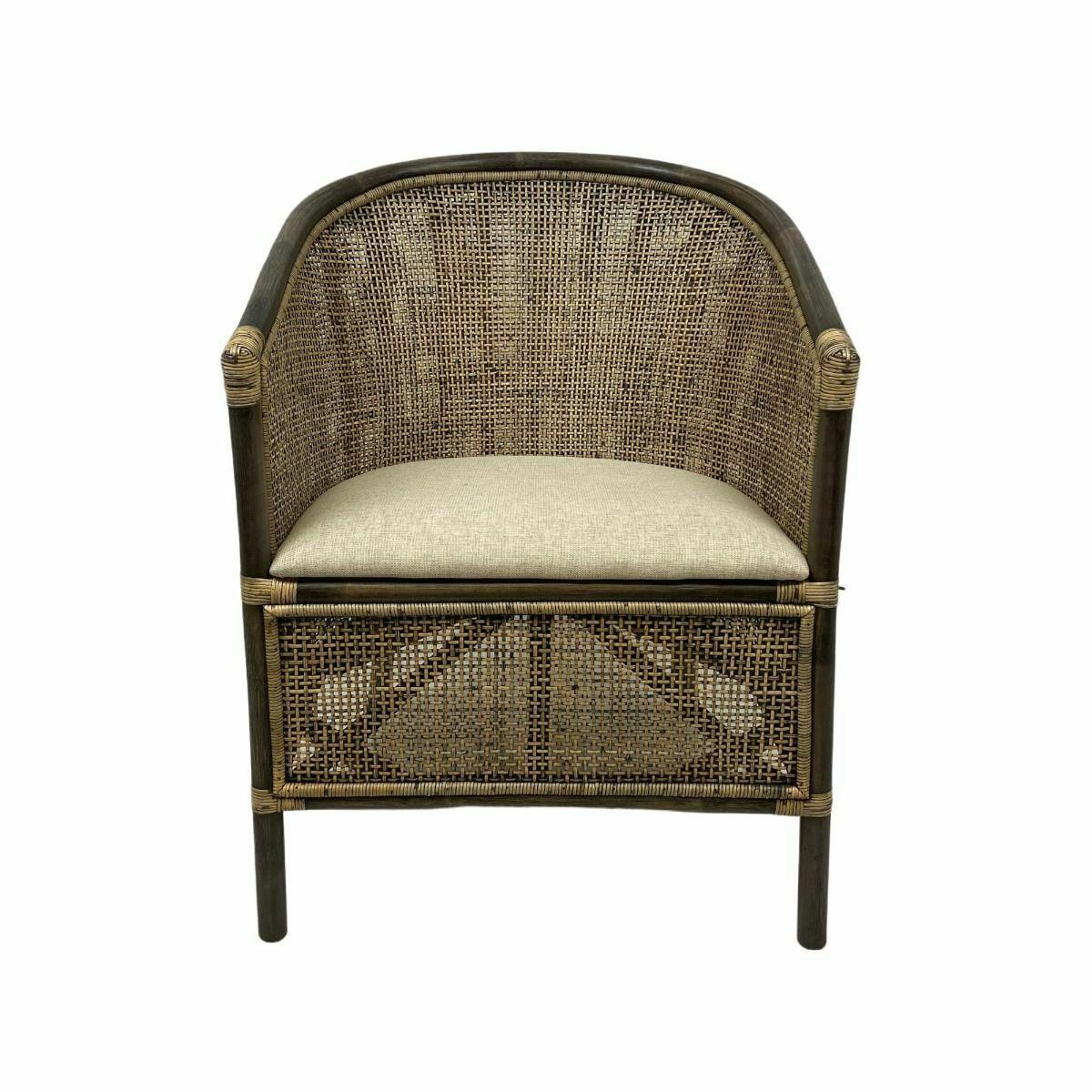 CAMINO RATTAN & MANGO TUB CHAIR ARMCHAIR LOUNGE CHAIR EASY CHAIR BLACK SHADOW - MyChocolateWood