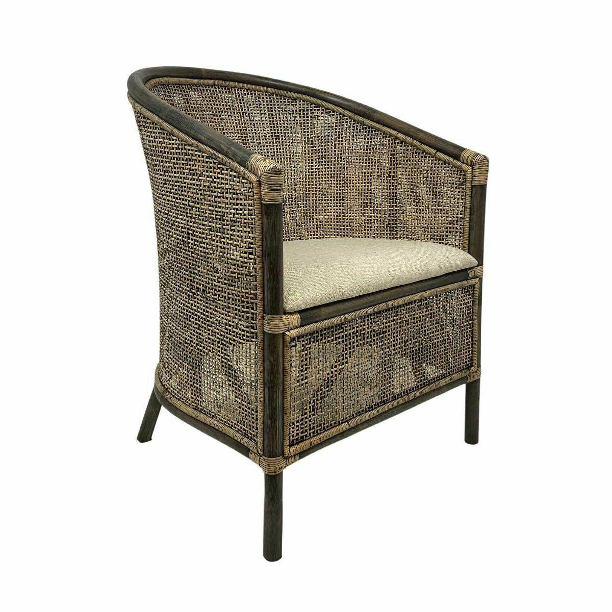 CAMINO RATTAN & MANGO TUB CHAIR ARMCHAIR LOUNGE CHAIR EASY CHAIR BLACK SHADOW - MyChocolateWood