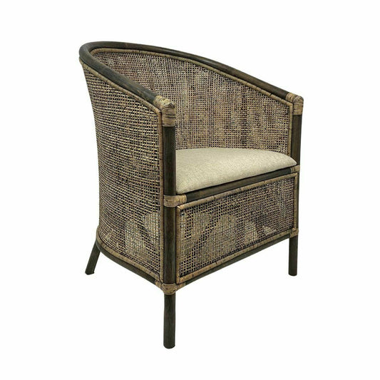 CAMINO RATTAN & MANGO TUB CHAIR ARMCHAIR LOUNGE CHAIR EASY CHAIR BLACK SHADOW