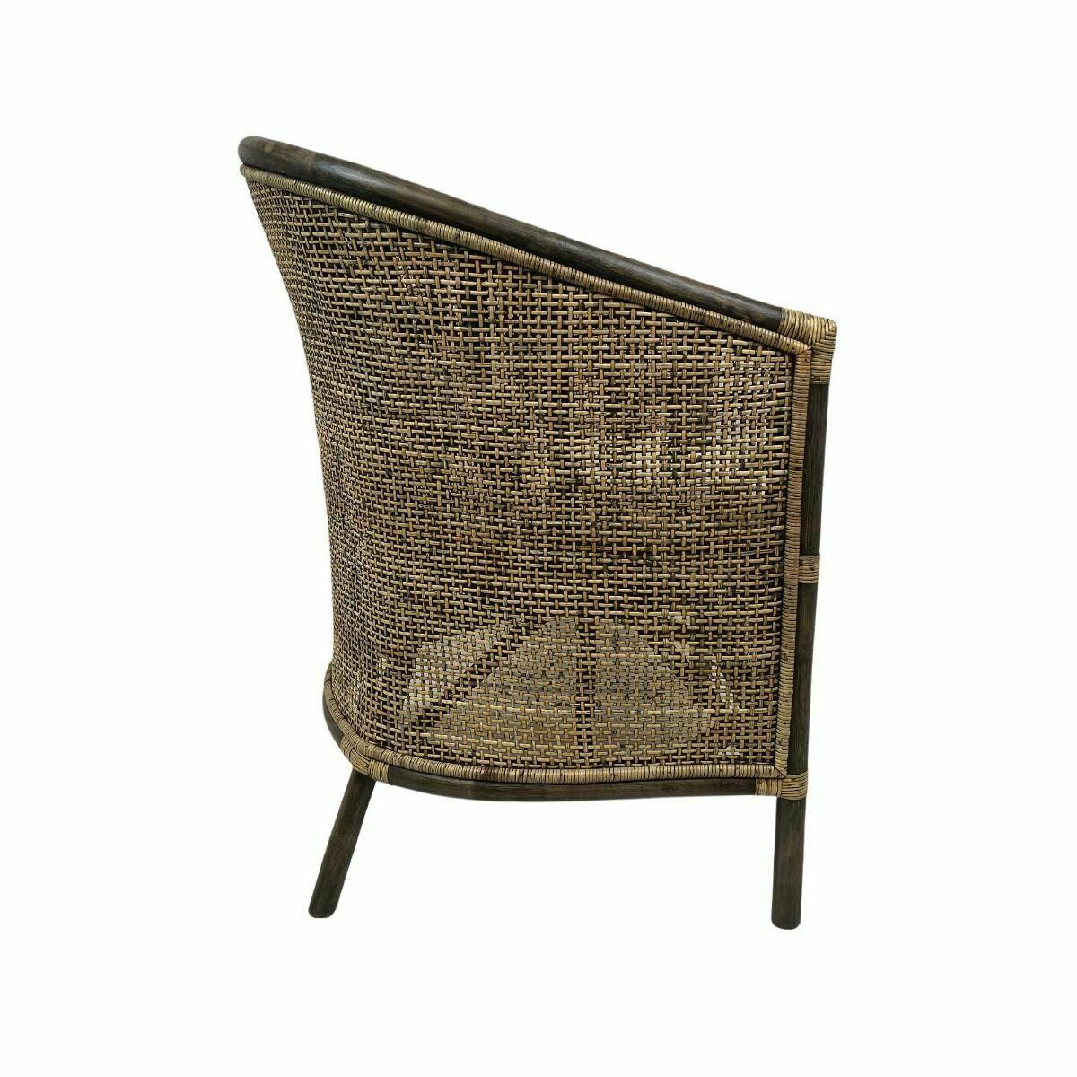 CAMINO RATTAN & MANGO TUB CHAIR ARMCHAIR LOUNGE CHAIR EASY CHAIR BLACK SHADOW - MyChocolateWood