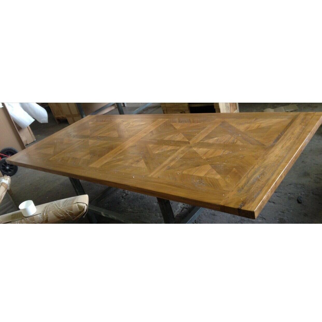 KENSIT PARQUETRY TOP RECYCLED ELM DINING TABLE 200CM