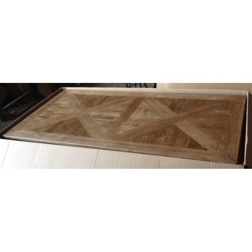 LENNON RUSTIC PROVINCIAL RECYCLED ELM PARQUETRY 3 PIECE BENCH DINING SET 220 CM