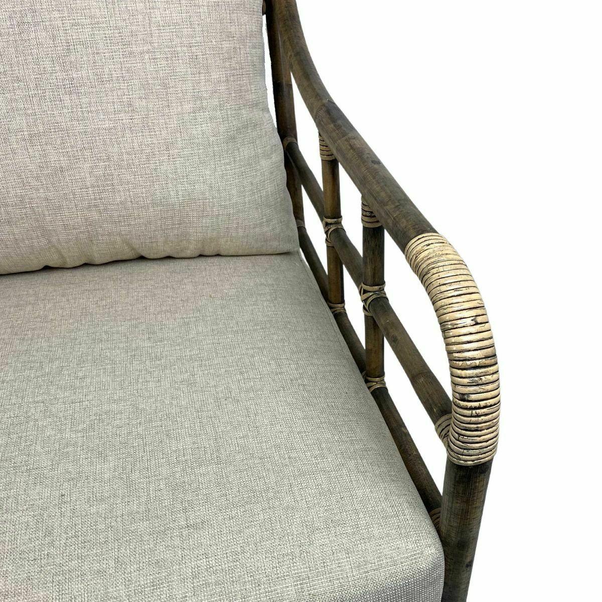 CAMINO RATTAN & MANGO 2.5-SEATER SOFA COUCH BLACK SHADOW W/ BELIZE TAUPE FABRIC - MyChocolateWood