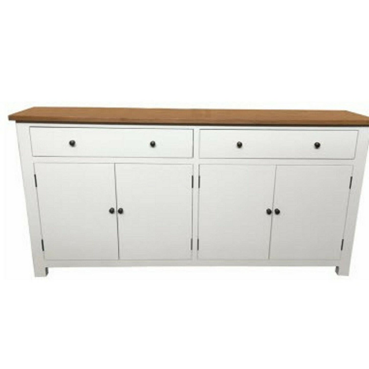 LUCIA HAMPTONS SIDEBOARD BUFFET OAK TOP/WHITE BASE 2-DOOR 4-DRAWER 180 CM