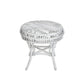EURO SOLID WHITE RATTAN LOUNGE CHAIR/ ACCENT CHAIR/ ARMCHAIR W/ STRIPED CUSHION - MyChocolateWood