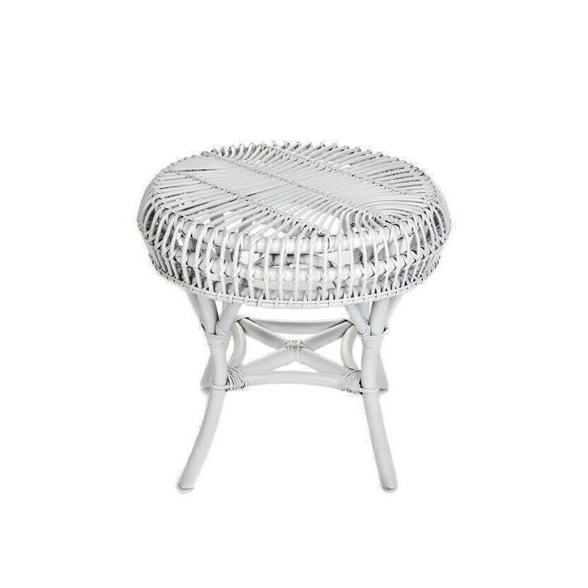 EURO SOLID WHITE RATTAN LOUNGE CHAIR/ ACCENT CHAIR/ ARMCHAIR W/ STRIPED CUSHION - MyChocolateWood