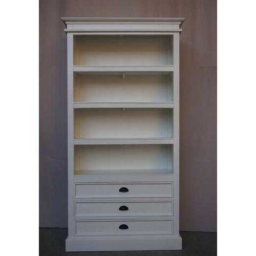 SHEBA BOOKCASE BOOKSHELF 3-DRAWERS / 4 SHELVES - WHITE