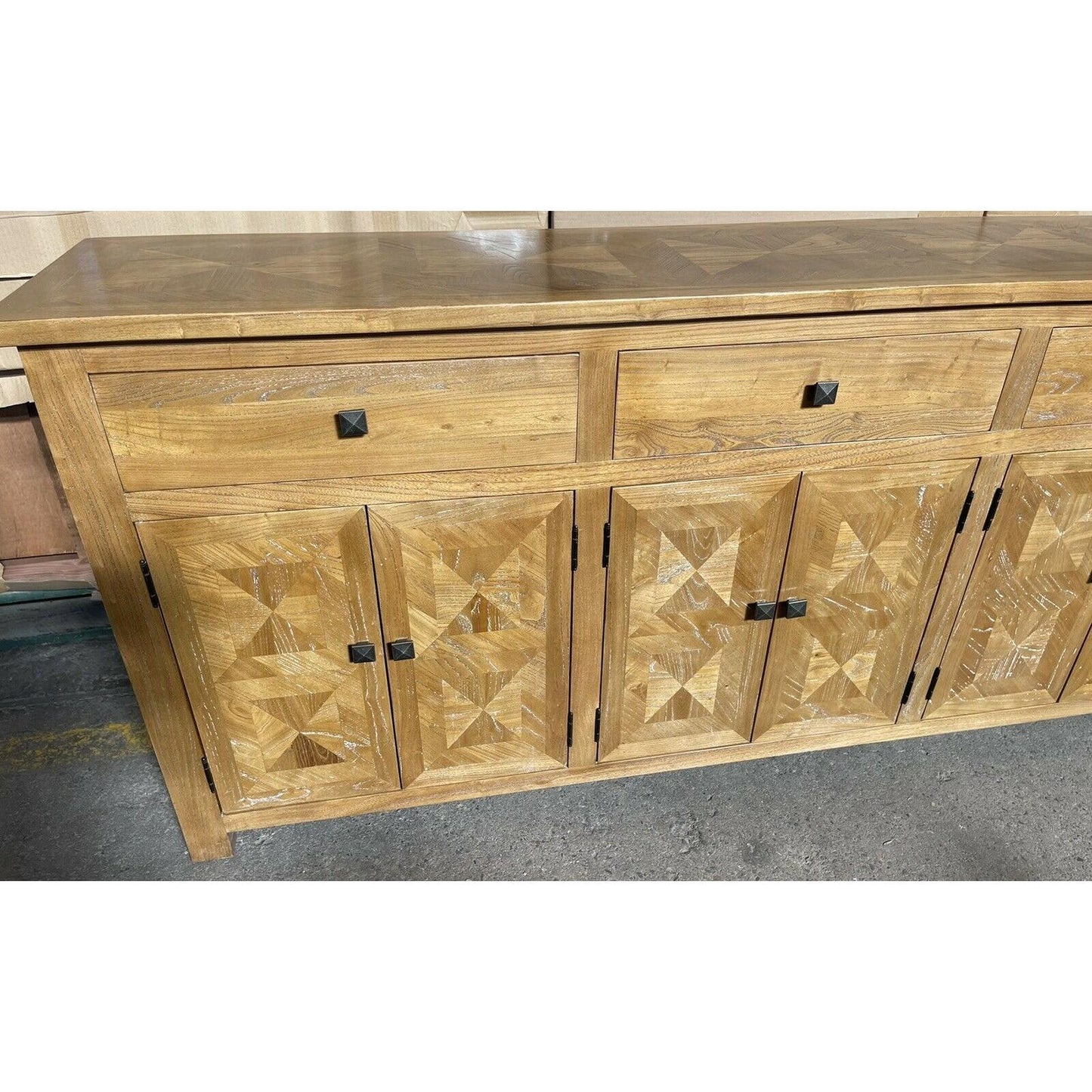 KENSIT HAMPTONS ELM & PARQUETRY BUFFET / SIDEBOARD 3 DRAWERS 6 DOORS 200 CM