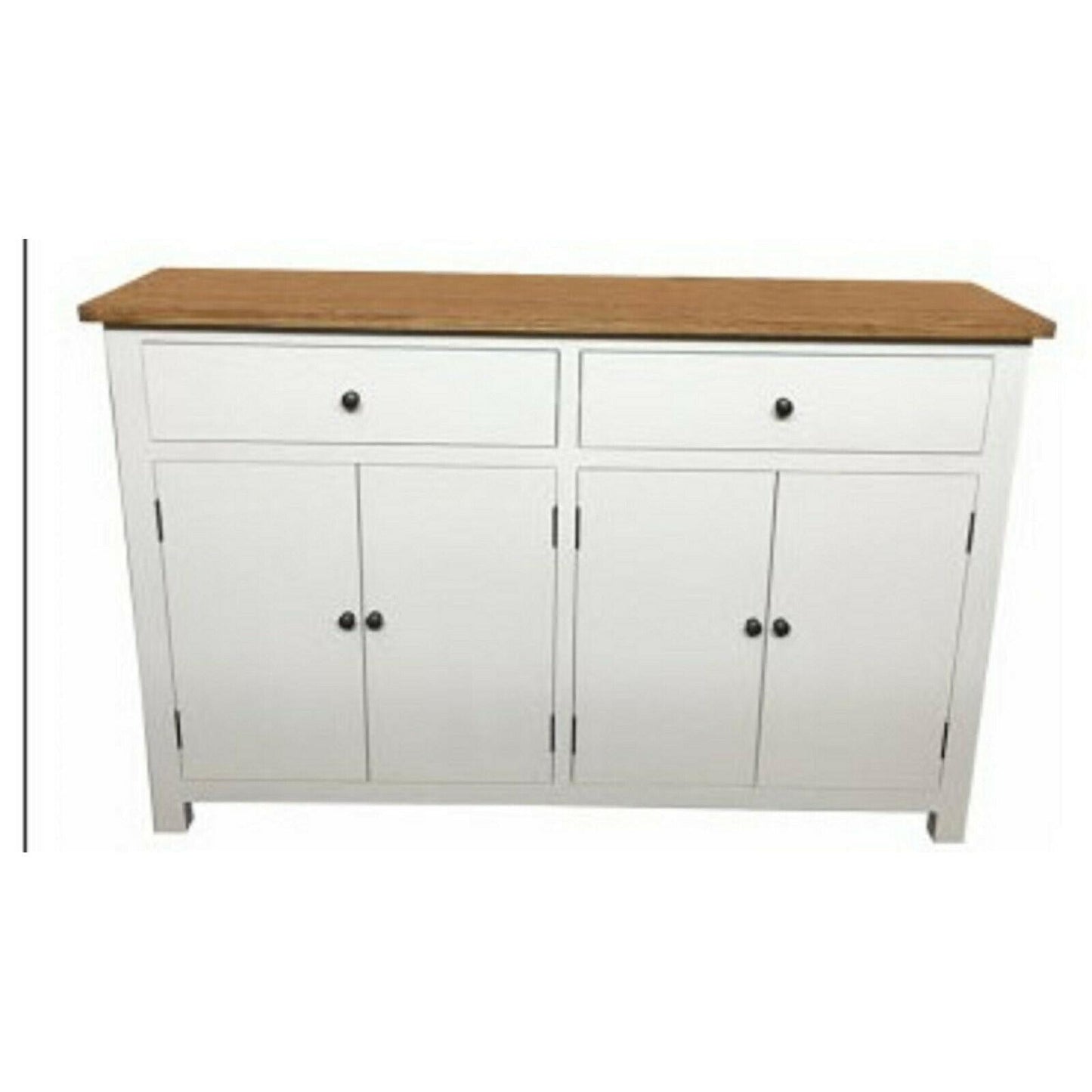 LUCIA HAMPTONS SIDEBOARD BUFFET OAK TOP/WHITE BASE 2-DOOR 4-DRAWER 140 CM