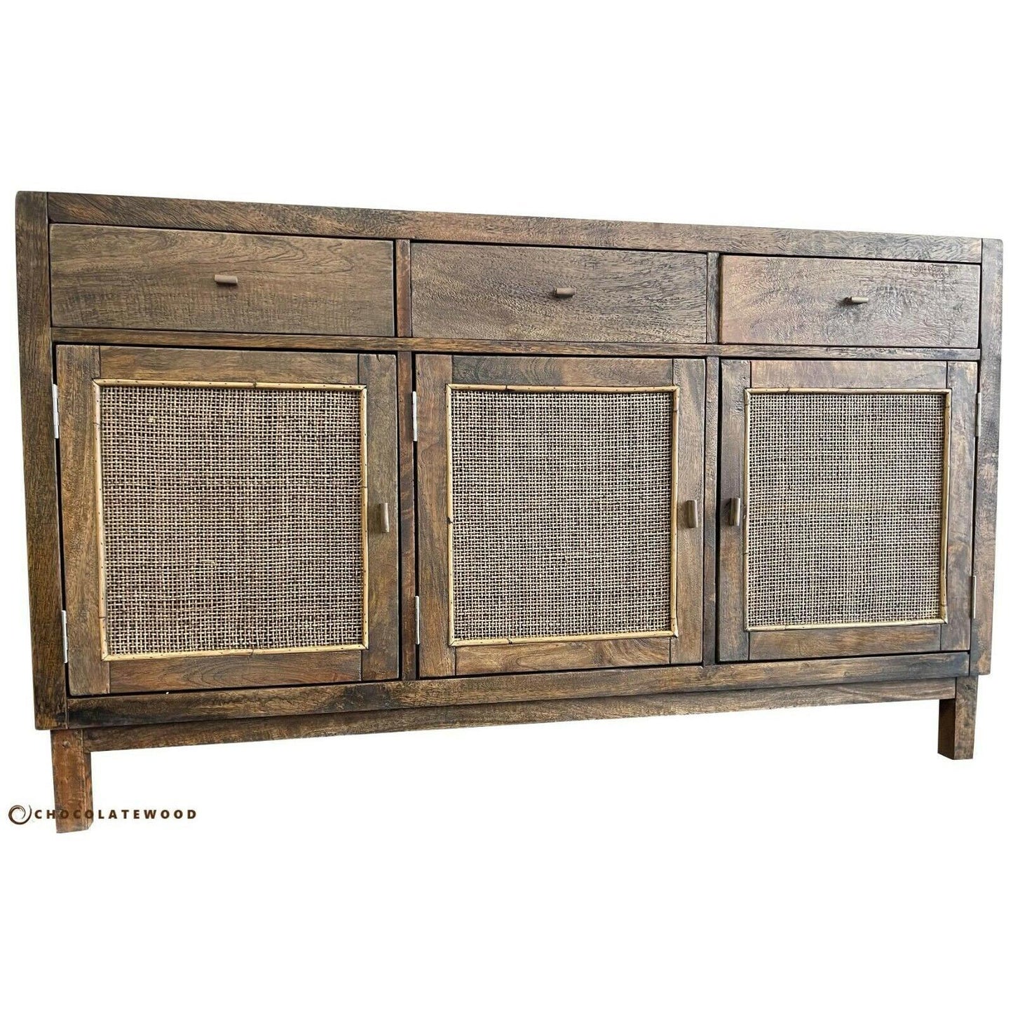 ELDRIDGE SOLID MANGO BUFFET SIDEBOARD 3 DOORS 3 DRAWERS IN HONEY BROWN 140CM