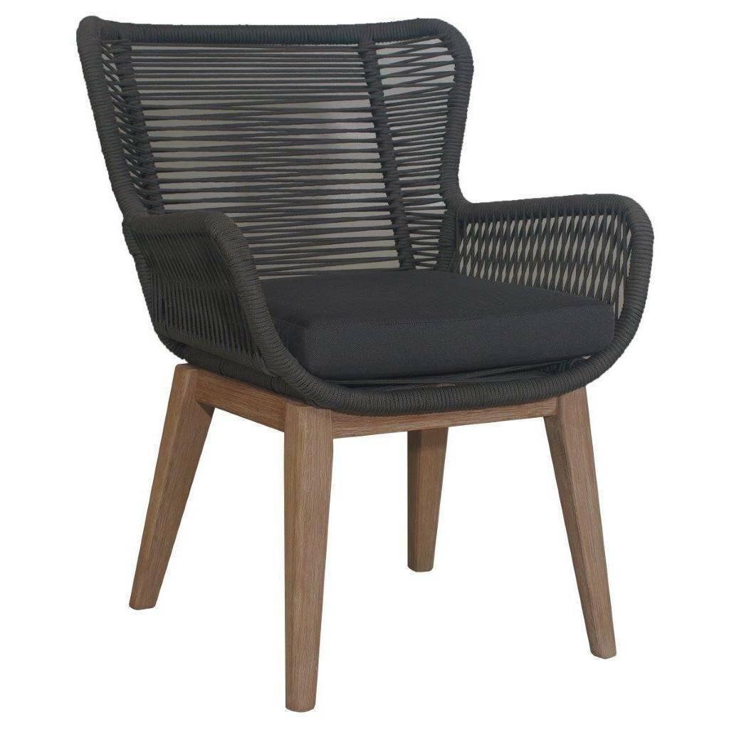 ALANYA OUTDOOR DINING CHAIR NATURAL EUCALYPTUS TIMBER LEGS BLACK ROPE/CHARCOAL