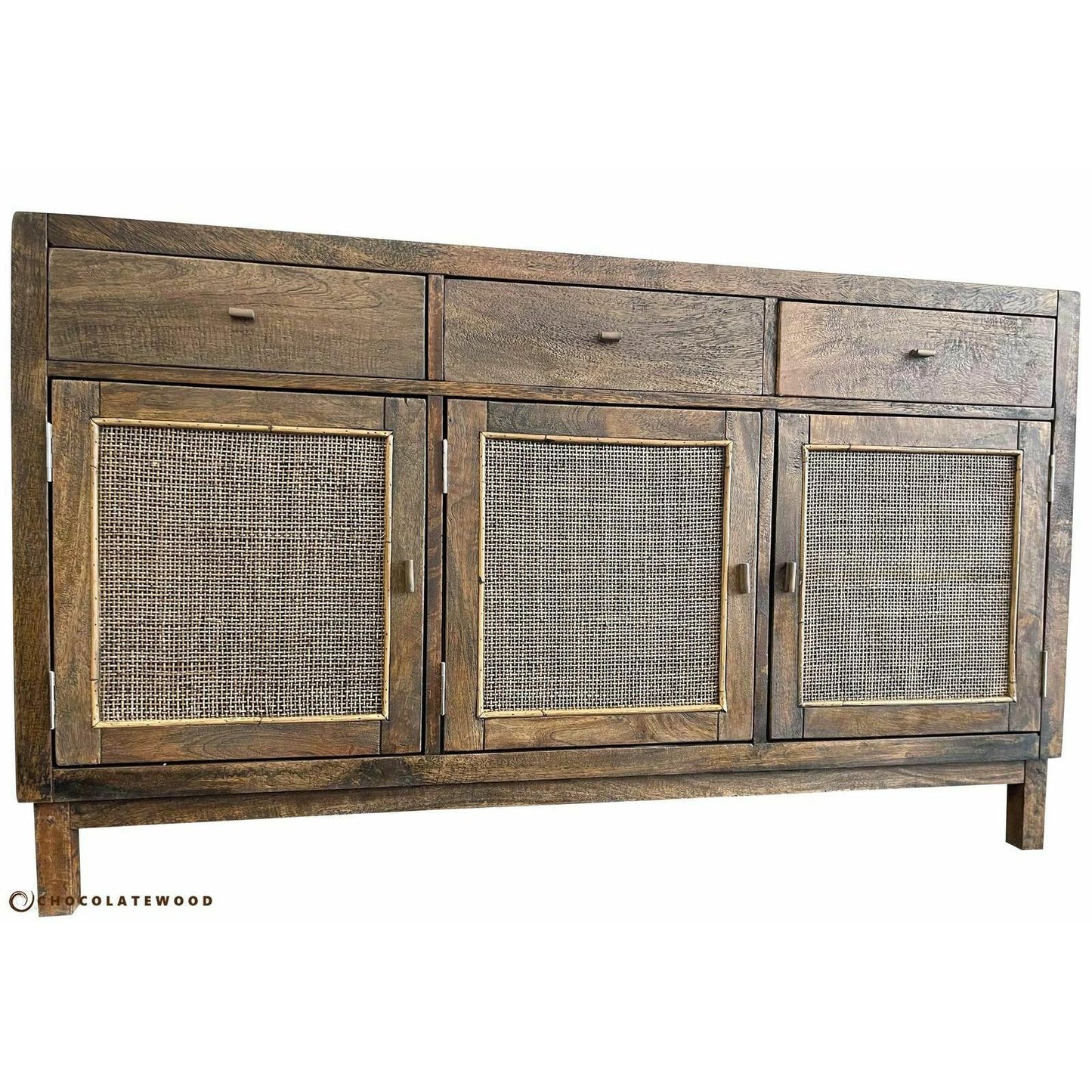 ELDRIDGE SOLID MANGO BUFFET SIDEBOARD 3 DOORS 3 DRAWERS IN HONEY BROWN 140CM