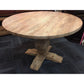 RHIANNON ROUND DINING TABLE IN RECYCLED ELM 120CM DIAMETER + 4 RIO DINING CHAIRS IN FLAXEEN - MyChocolateWood