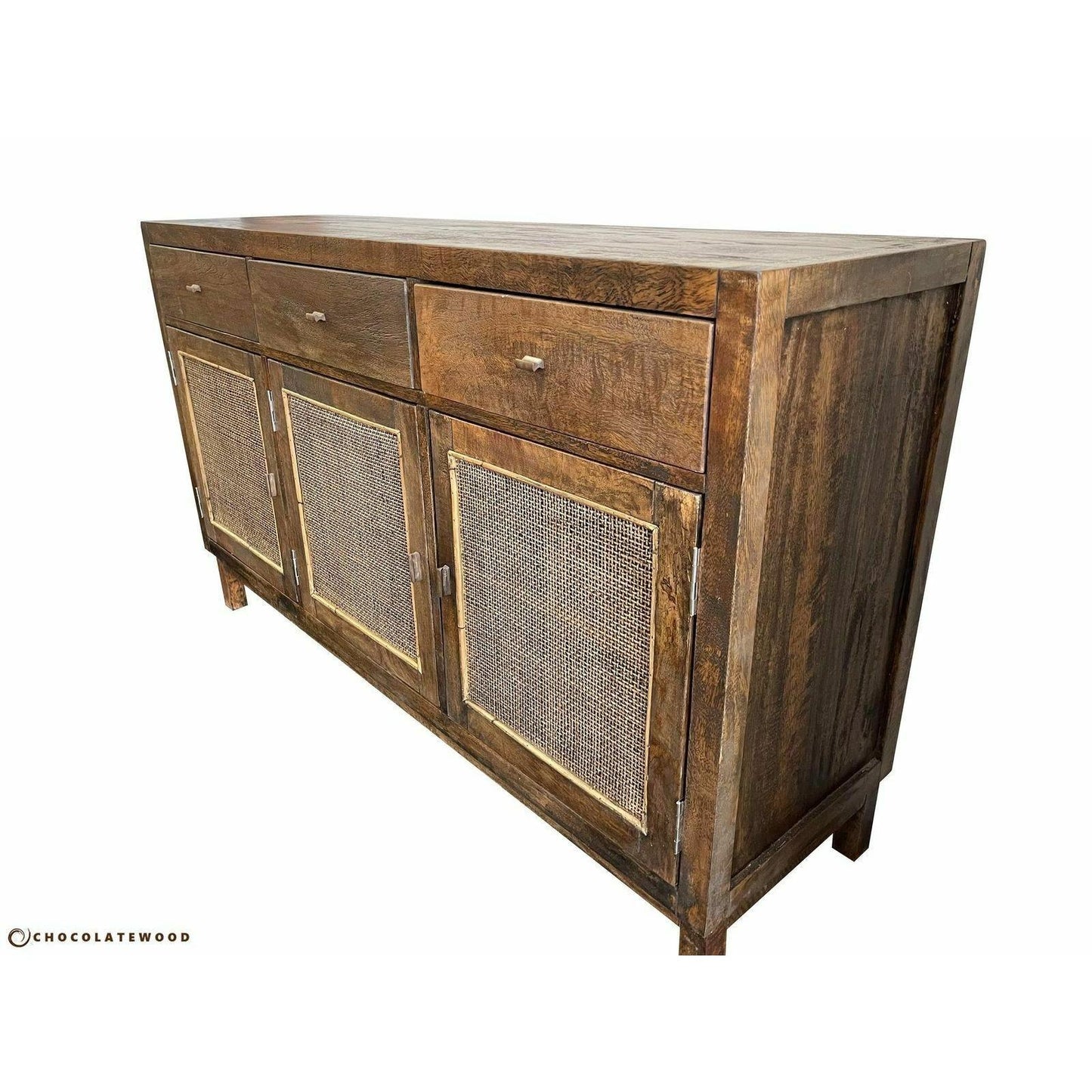 ELDRIDGE SOLID MANGO BUFFET SIDEBOARD 3 DOORS 3 DRAWERS IN HONEY BROWN 140CM