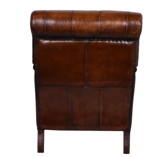 GROSVENOR ANTIQUE TOP GRAIN LEATHER ARMCHAIR/CLUB CHAIR /LOUNGE CHAIR IN CARAMEL
