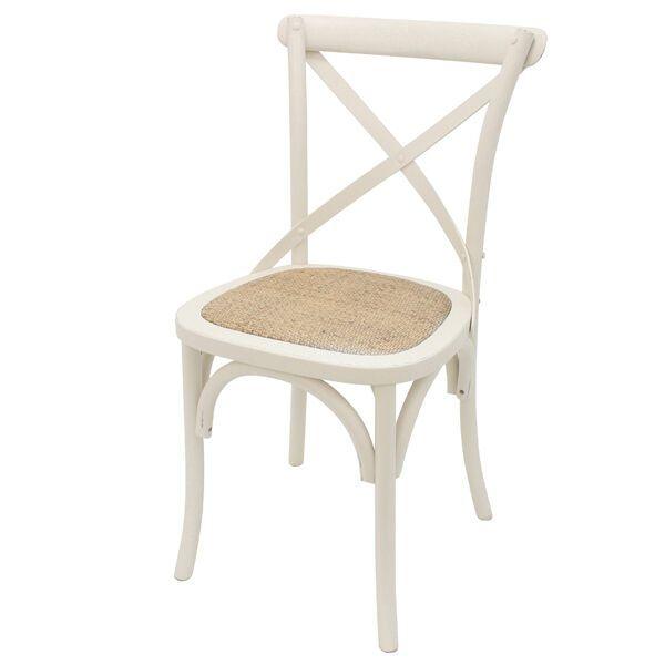 VALENTINA ROUND DINING TABLE 120CM- ALL NATURAL+ 5 MELROSE CROSS BACK CHAIRS IN SOLID WHITE