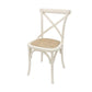 ASTI MANGO WOOD ROUND PEDESTAL DINING TABLE 135CM DIA. + 6  MELROSE CROSS BACK DINING CHAIRS IN WHITE - PACKAGE DEAL - MyChocolateWood