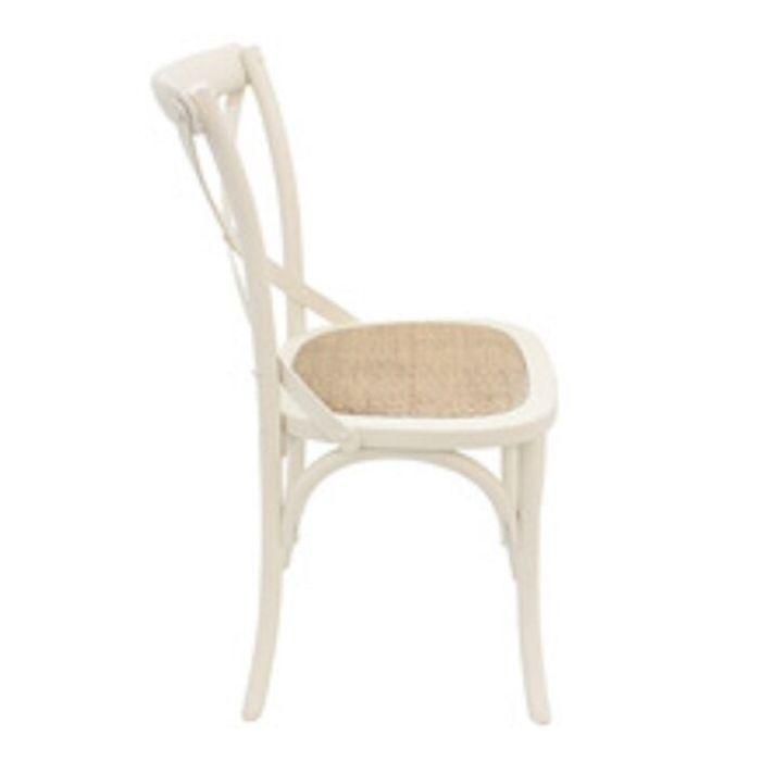 VALENTINA ROUND DINING TABLE 120CM- ALL NATURAL+ 5 MELROSE CROSS BACK CHAIRS IN SOLID WHITE