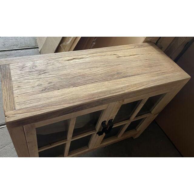 FAIRMONT RECYCLED ELM SIDEBOARD/BUFFET W/ GLASS DOORS 1.1M VINTAGE INDUSTRIAL