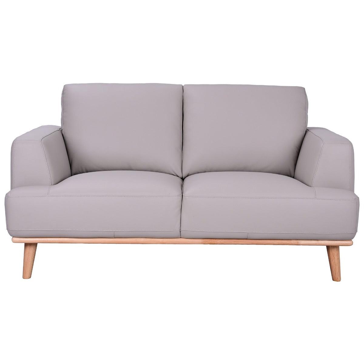 PAMELA 2-SEATER ITALIAN LEATHER SOFA IN LIGHT GREY - MyChocolateWood