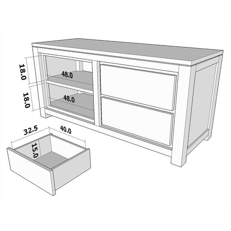 TANAKA SOLID MAHOGANY TV UNIT 120CM WITH 2 DRAWERS IN CHOCOLATE