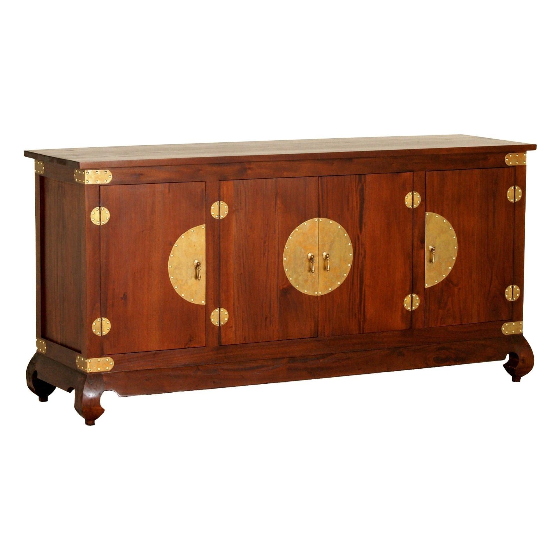 HIROKO SOLID MAHOGANY CHINESE STYLE 182CM 4 DOORS BUFFET IN MAHOGANY