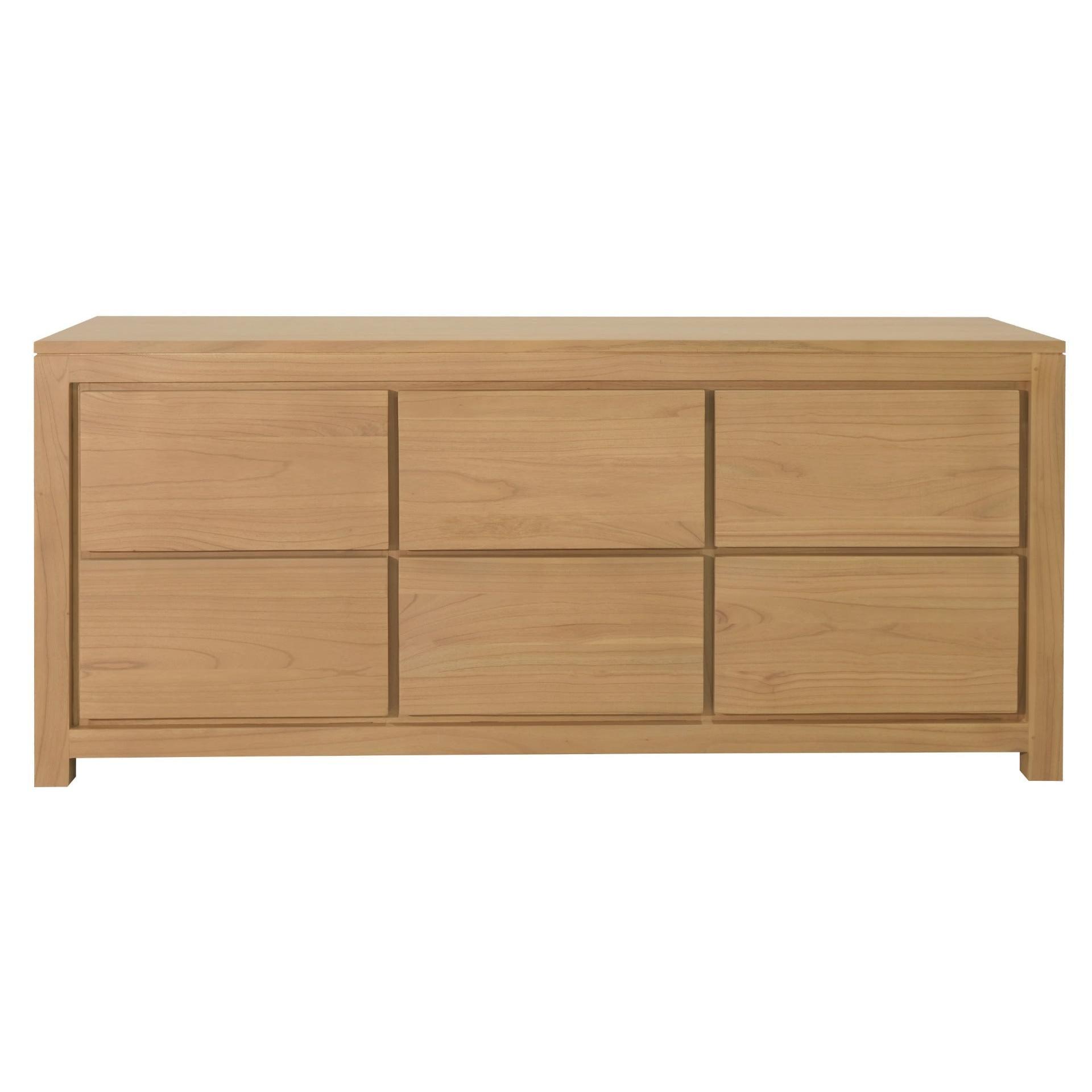 TANAKA SOLID MAHOGANY 6 DRAWERS DRESSER IN NATURAL