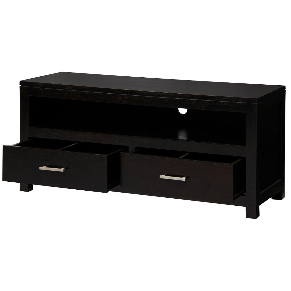 PARIS SOLID MAHOGANY TV UNIT 120CM WITH 2 DRAWERS IN CHOCOLATE