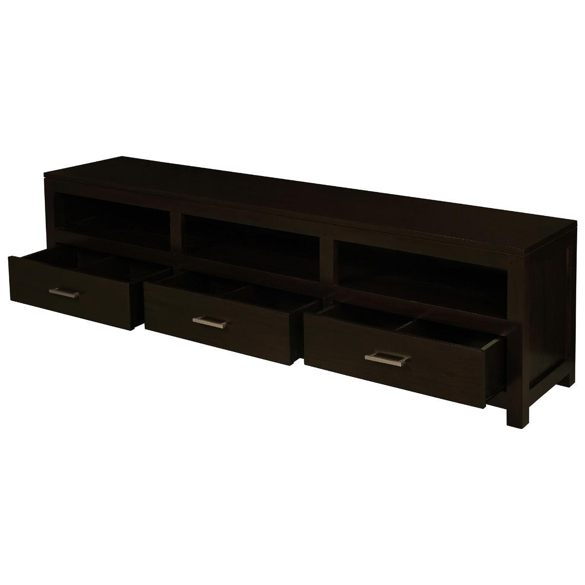 PARIS SOLID MAHOGANY TV UNIT 190CM WITH 3 DRAWERS IN CHOCOLATE
