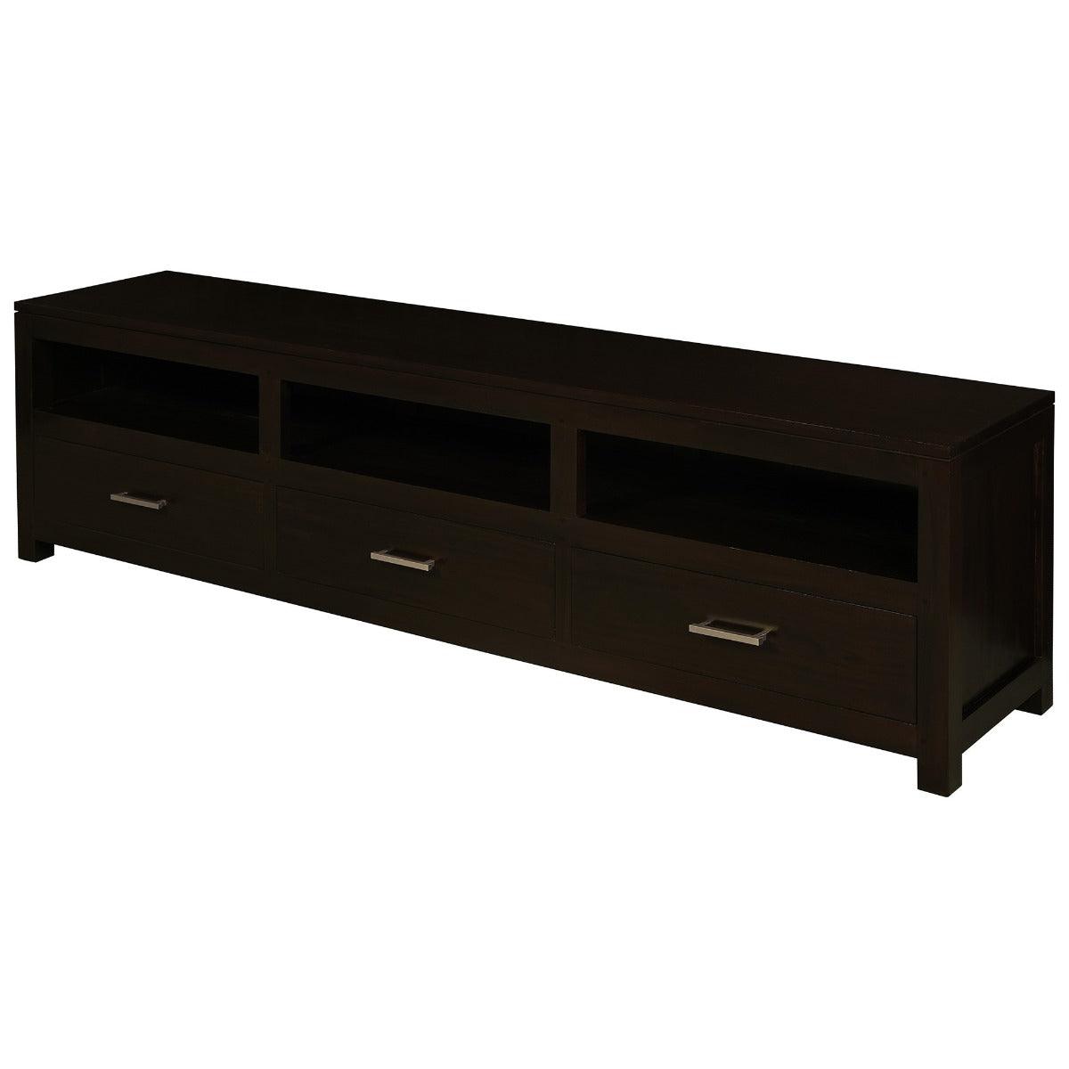 PARIS SOLID MAHOGANY TV UNIT 190CM WITH 3 DRAWERS IN CHOCOLATE