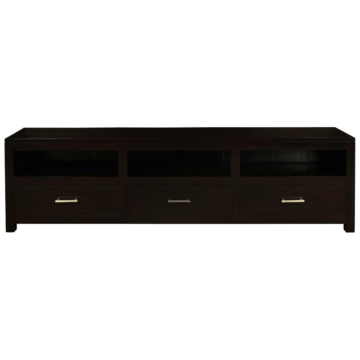 PARIS SOLID MAHOGANY TV UNIT 190CM WITH 3 DRAWERS IN CHOCOLATE