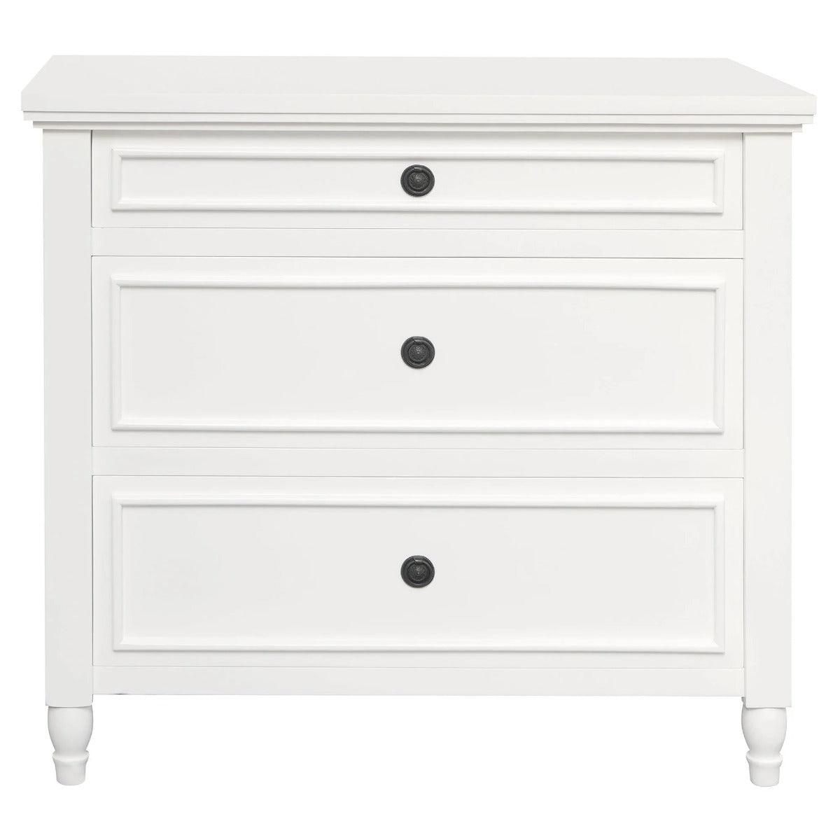 BEAU 3 DRAWERS TURN LEG CHEST OF DRAWERS WHITE - MyChocolateWood